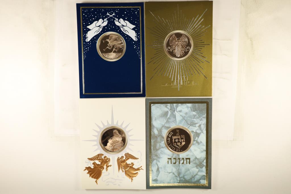 4 FRANKLIN MINT HOLIDAY CARDS WITH 1 1/2" (1 of 2)
