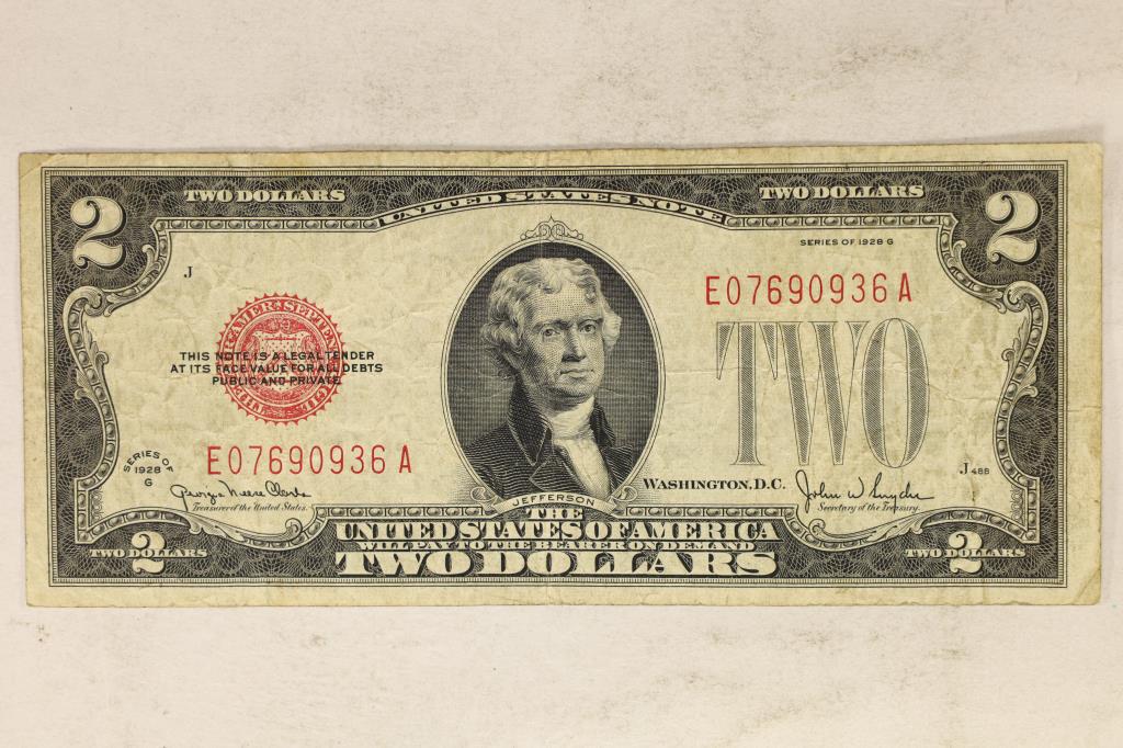 1928-G US $2 NOTE RED SEAL (1 of 2)