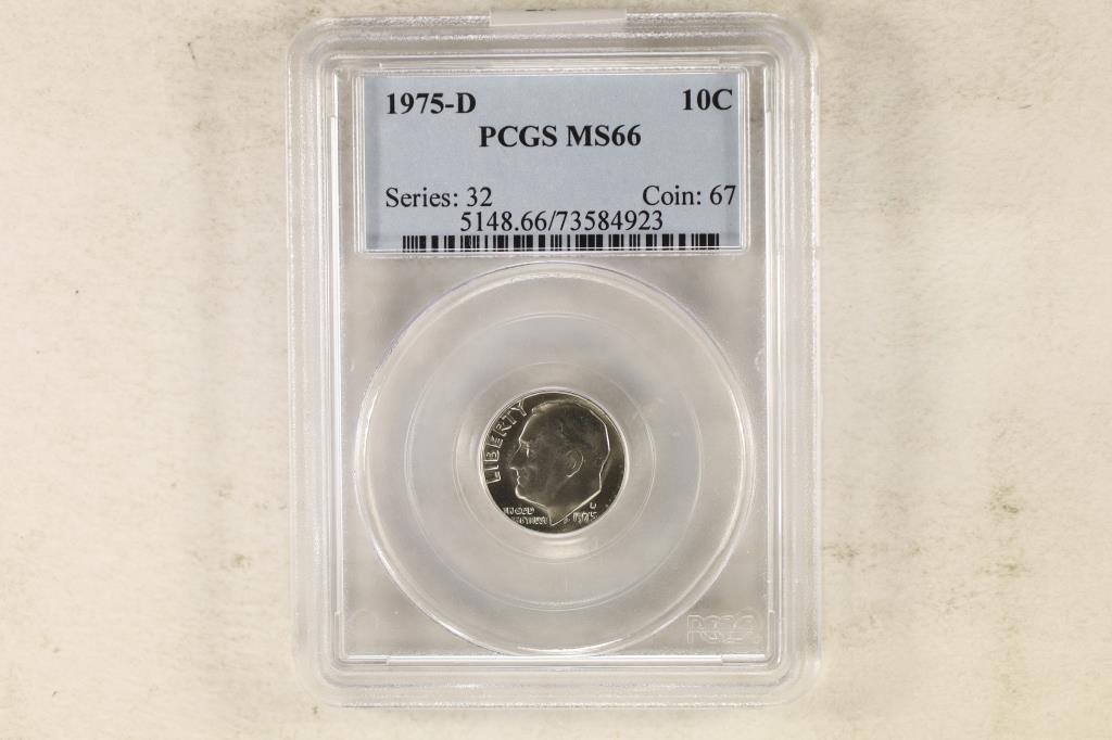 1975-D ROOSEVELT DIME PCGS MS66: OUR NEXT AUCTION IS ON MON. NOV. 14TH, 2022 AT 7 PM EST
