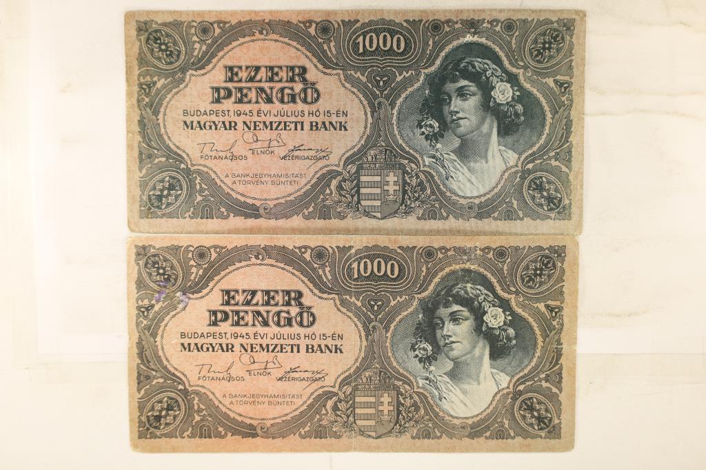 2-1945 HUNGARY 1000 PENGO BILLS FROM THE: MAGYAR NEMZETI BANK