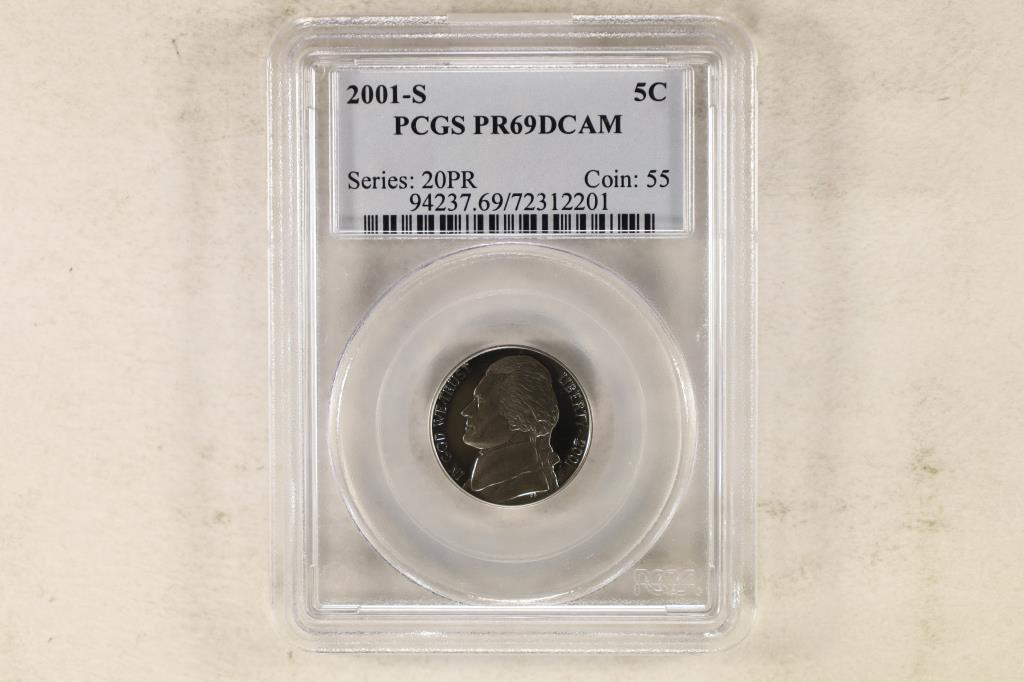 2001-S JEFFERSON NICKEL PCGS PR69 DCAM: OUR NEXT AUCTION IS ON MON. NOV. 14TH, 2022 AT 7 PM EST
