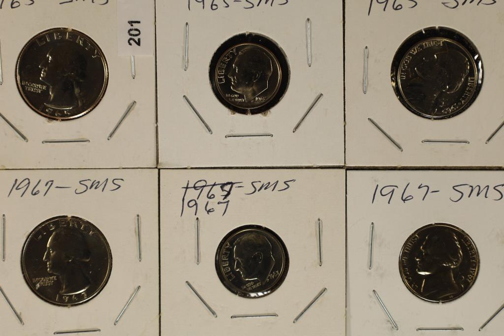 1965 & 1967 SMS WASHINGTON QUARTER, ROOSEVELT DIME (1 of 2)