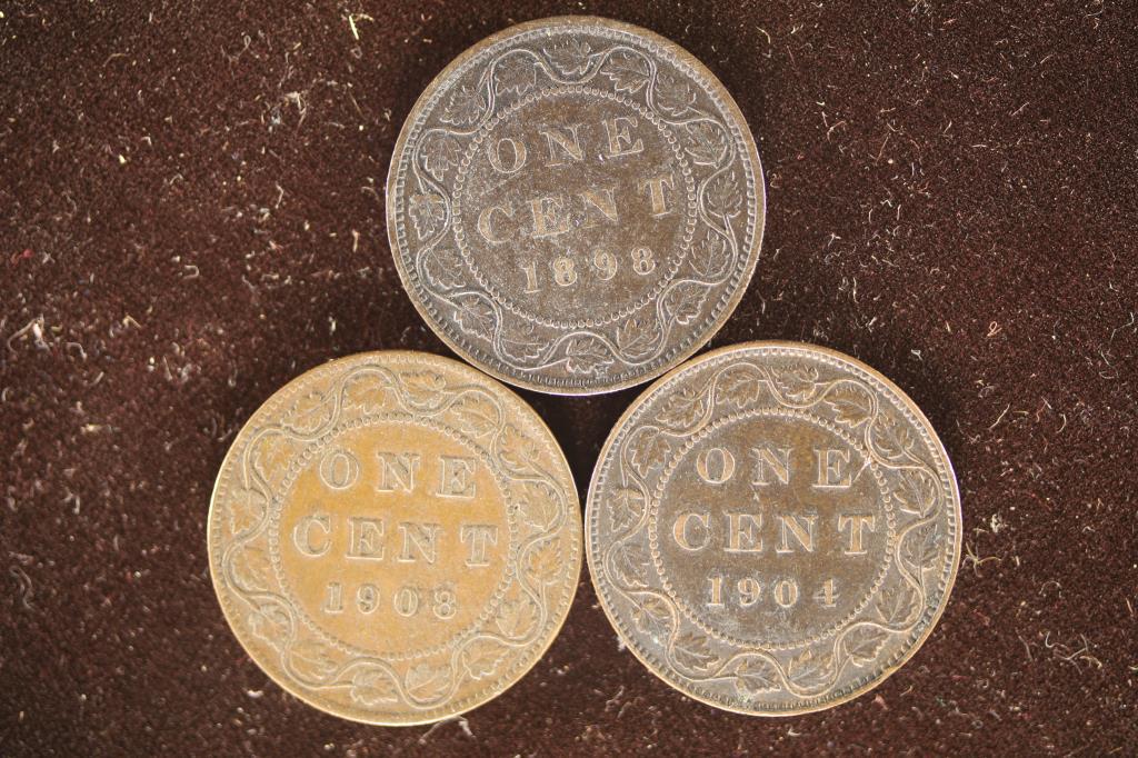1898, 1901 & 1908 CANADA LARGE 1 CENT COINS (1 of 2)