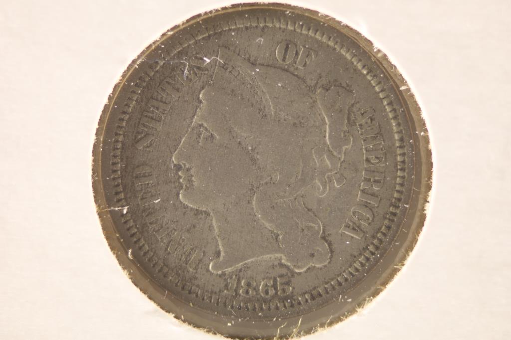 1865 THREE CENT PIECE "NICKEL" (1 of 2)