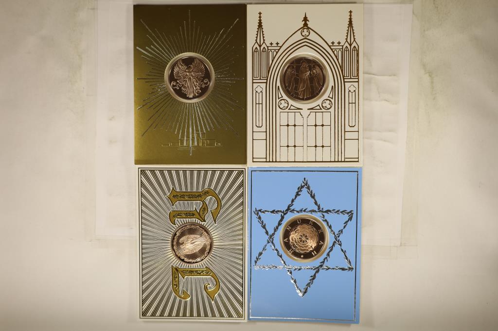 4 FRANKLIN MINT HOLIDAY CARDS WITH 1 1/2" (1 of 2)