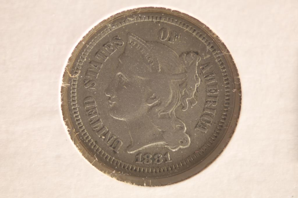 1881 US THREE CENT PIECE (NICKEL) (1 of 2)