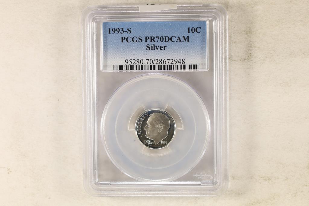 1993-S SILVER ROOSEVELT DIME PCGS PR70 DCAM (1 of 2)