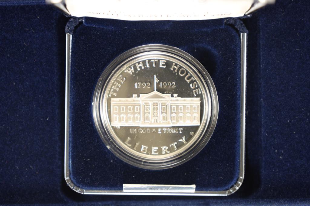 1992-W US SILVER $1 PROOF WHITE HOUSE 200TH: ANNIVERSARY COIN IN ORIGINAL US MINT PACKAGING AND CERTIFICATE