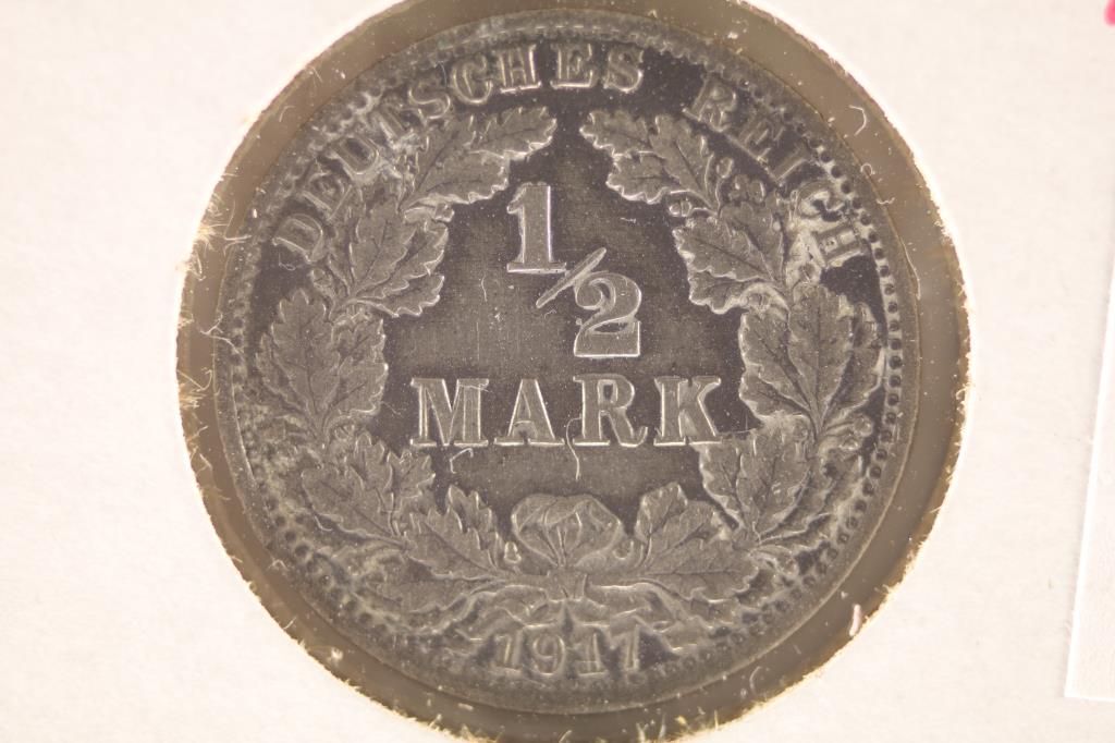 1917-A GERMAN SILVER 1/2 MARK .0802 OZ. ASW (1 of 2)