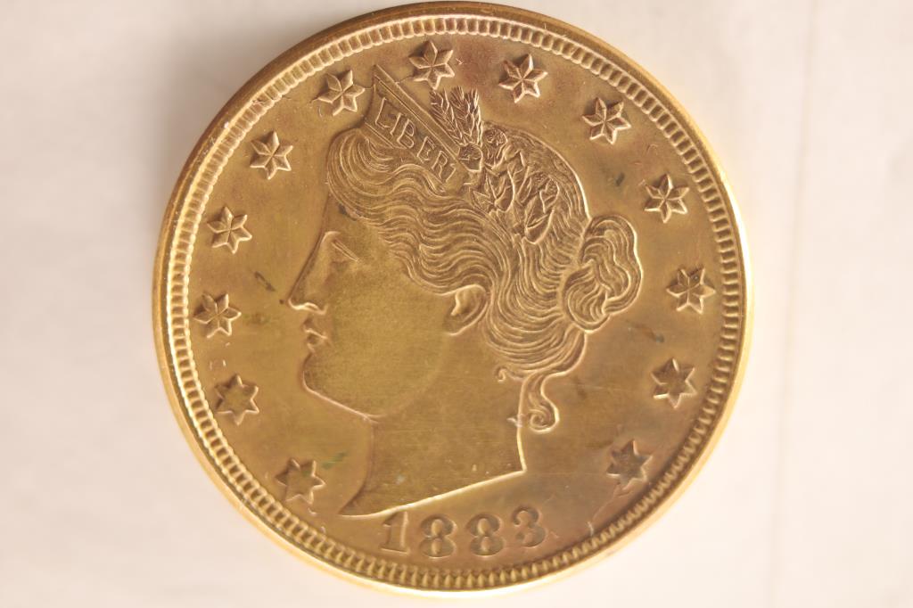 1883 NO CENTS GOLD PLATED RACKATEERS LIBERTY "V" (1 of 2)