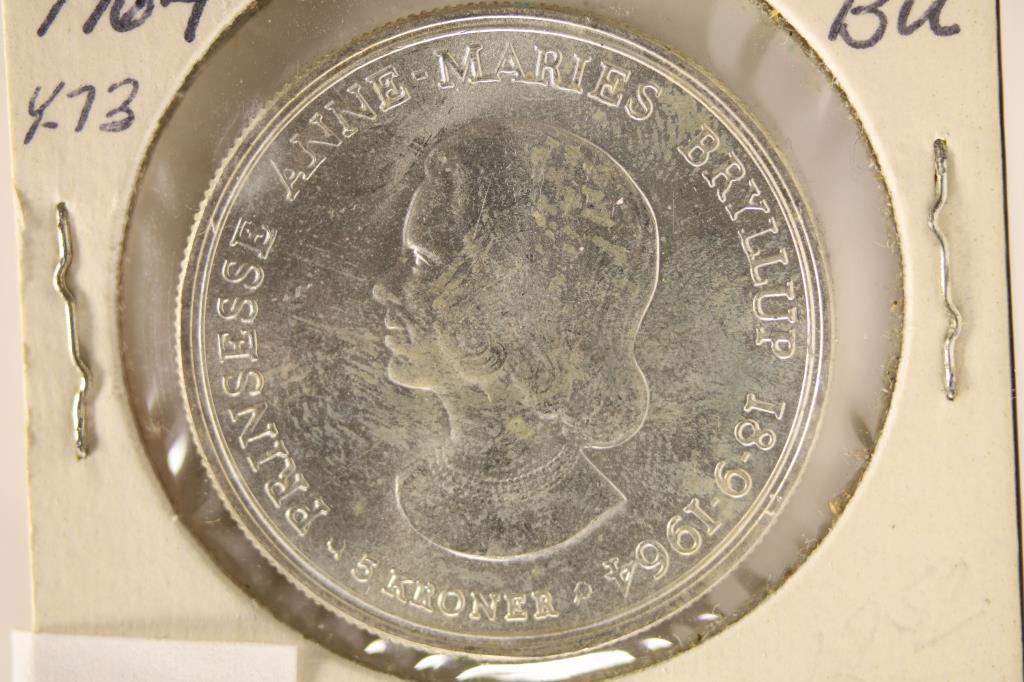 1964 DANISH SILVER 5 KRONER BRILLIANT UNC COIN (1 of 2)