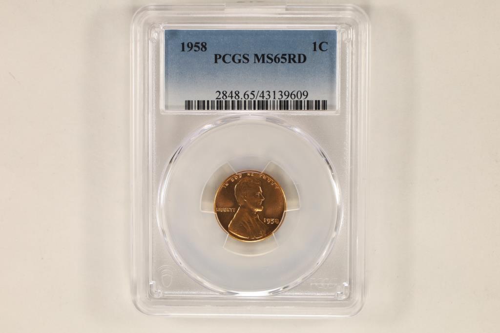 1958 LINCOLN CENT PCGS MS65RD (1 of 2)
