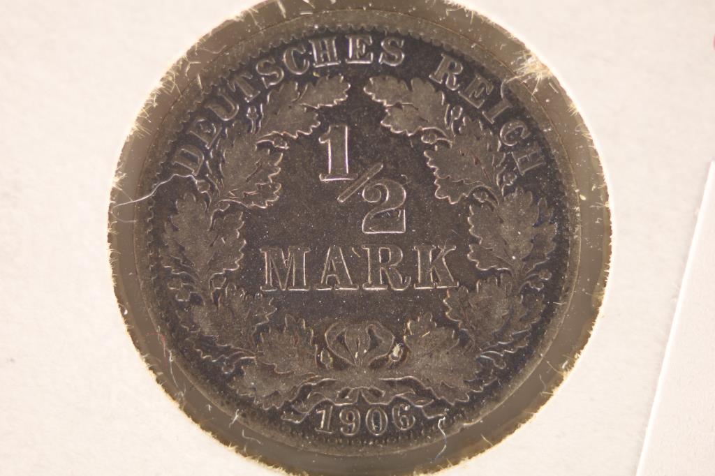 1906-A GERMAN SILVER 1/2 MARK .0796 OZ. ASW (1 of 2)