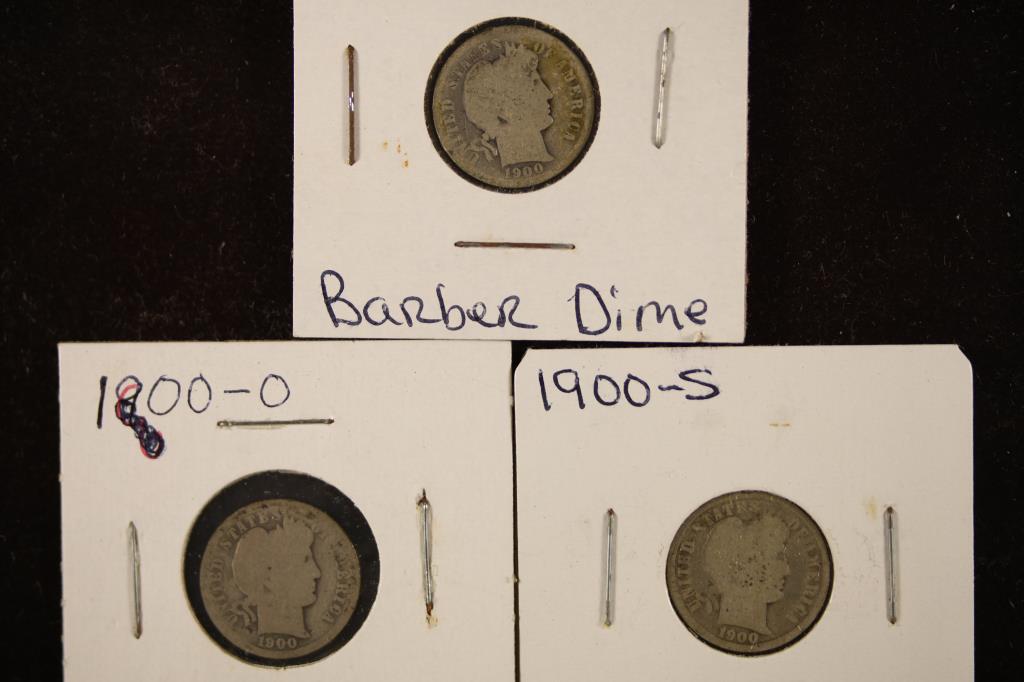1900, 1900-O & 1900-S SILVER BARBER DIMES (1 of 2)