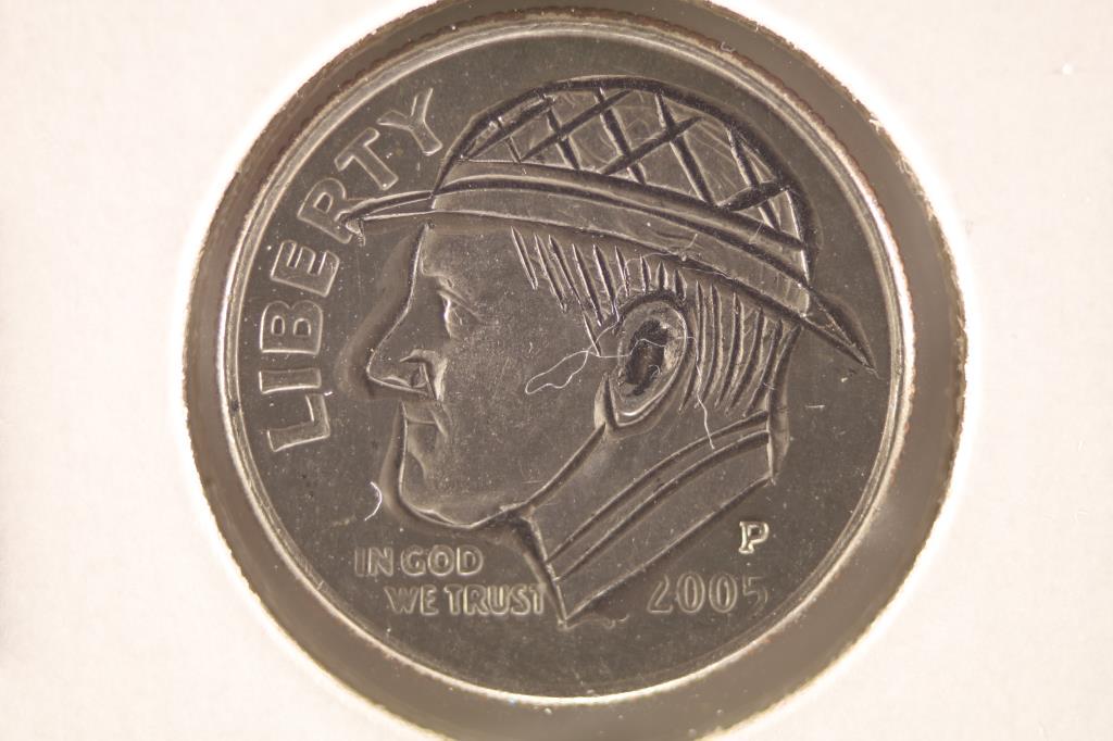 HOBO DIME ON A 2005-P ROOSEVELT DIME BRILLIANT UNC: NEAT PIECE HAND ENGRAVED, USUALLY DO NOT SEE DIMES DONE UP