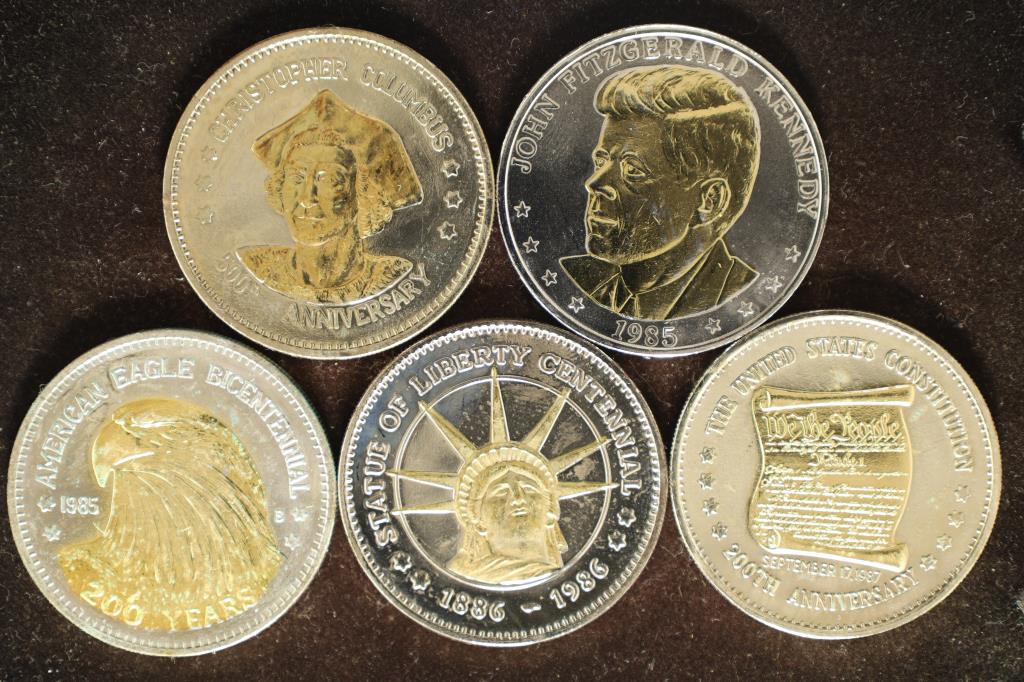 5 ASSORTED GOLD ENHANCED DOUBLE EAGLE TOKENS (1 of 2)