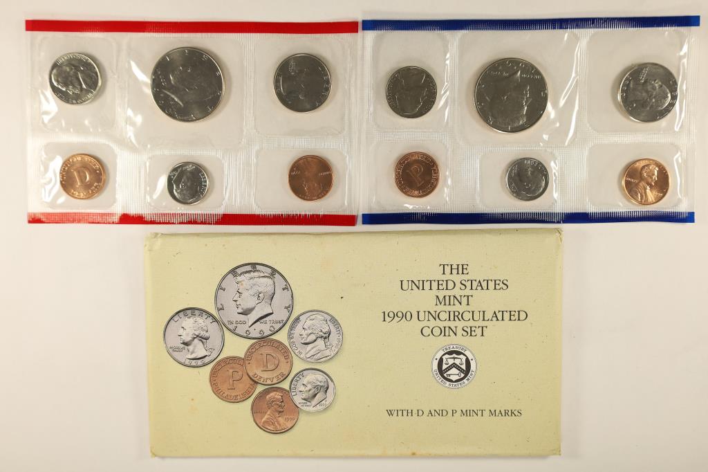 1990 US MINT SET (UNC) P/D (WITH ENVELOPE) (1 of 2)