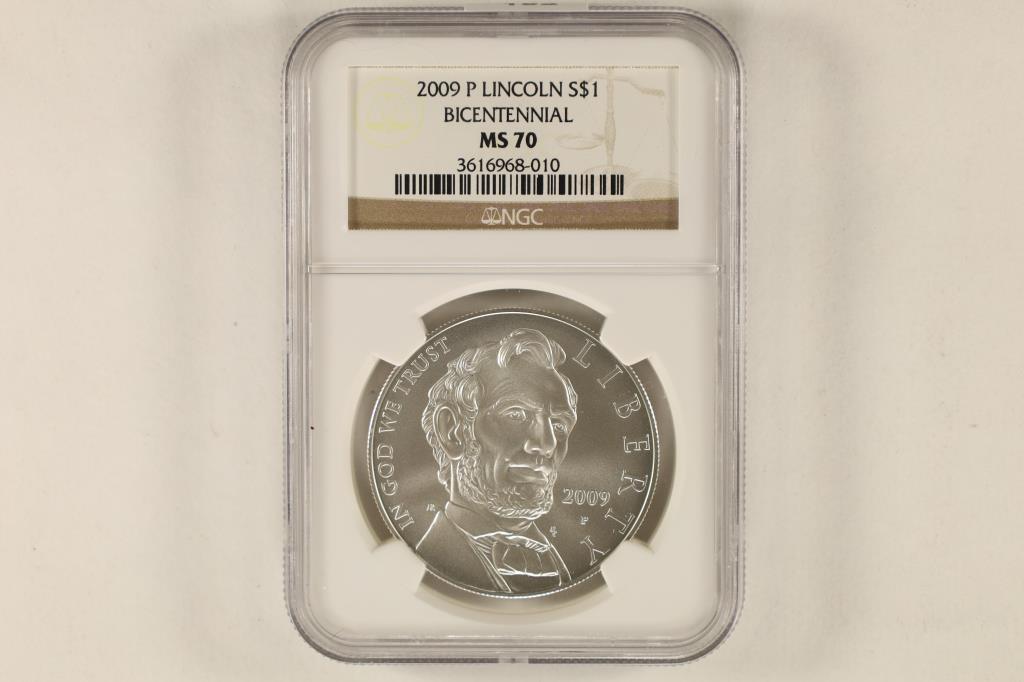2009-P LINCOLN SILVER DOLLAR NGC MS70 BICENTENNIAL (1 of 2)