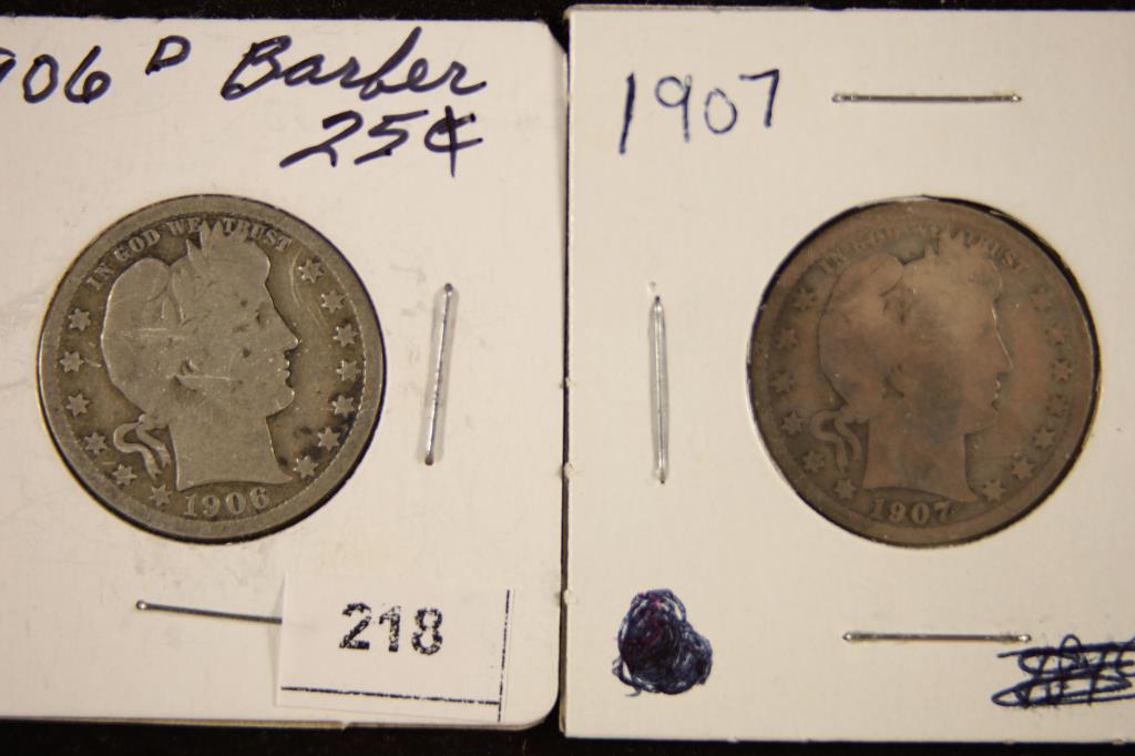 1906-D & 1907 BARBER QUARTERS (1 of 2)