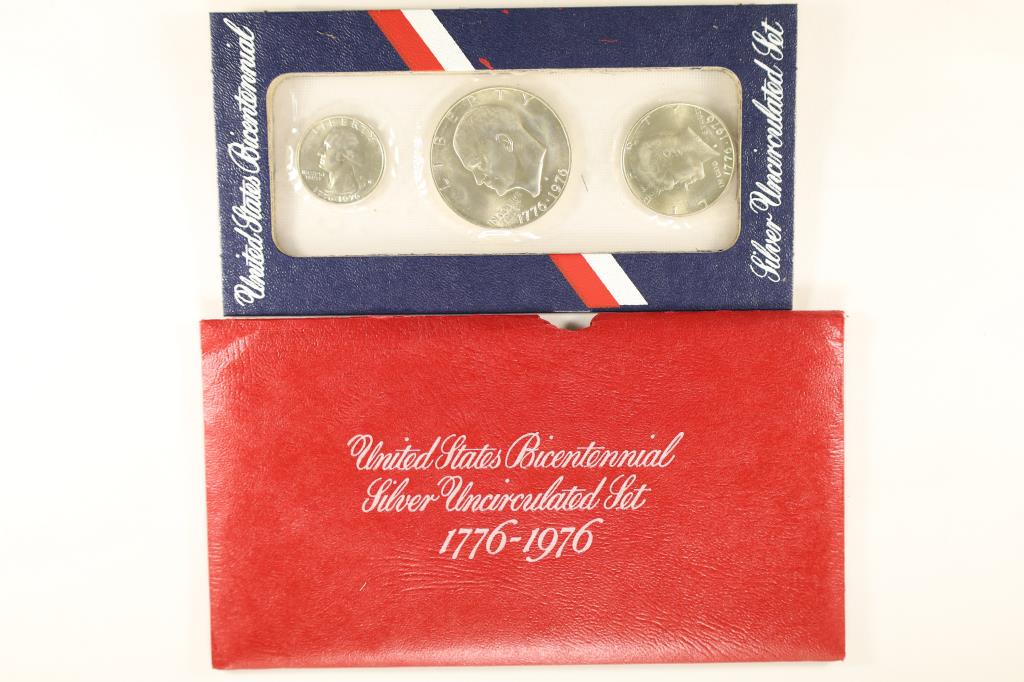 1976 US SILVER 3 COIN BICENTENNIAL UNC SET (1 of 2)