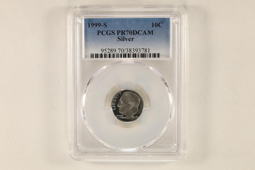 1999-S SILVER ROOSEVELT DIME PCGS PR70 DCAM (1 of 2)