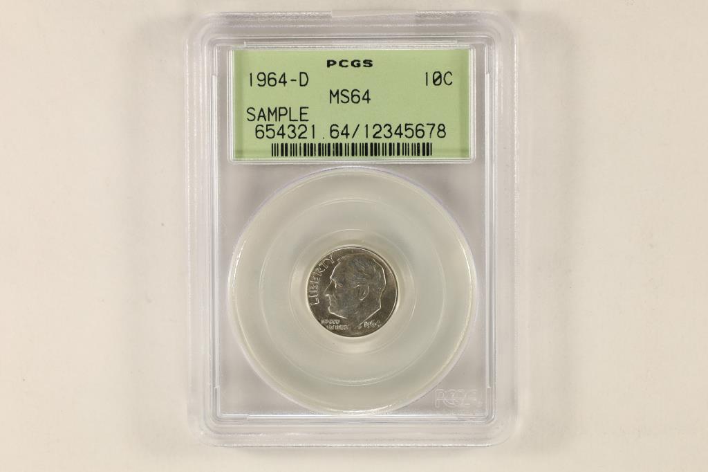 1964-D ROOSEVELT DIME PCGS MS64 SAMPLE (1 of 2)