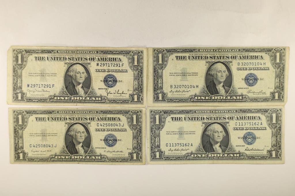 1935-D, 1935-E, 1935-G & 1957 US $1 SILVER CERTS (1 of 2)