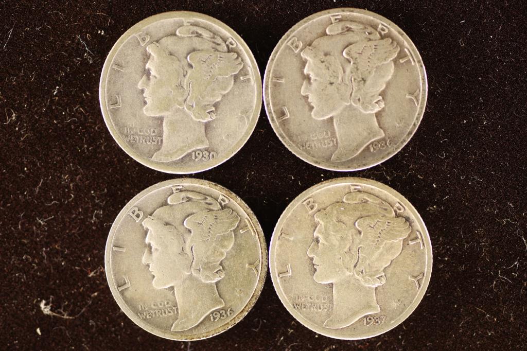 1930, 1936, 1936-D & 1937-D SILVER MERCURY DIMES (1 of 2)