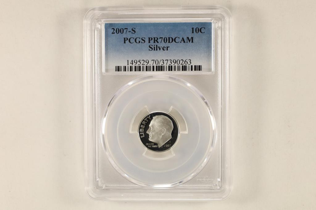 2007-S SILVER ROOSEVELT DIME PCGS PR70 DCAM (1 of 2)