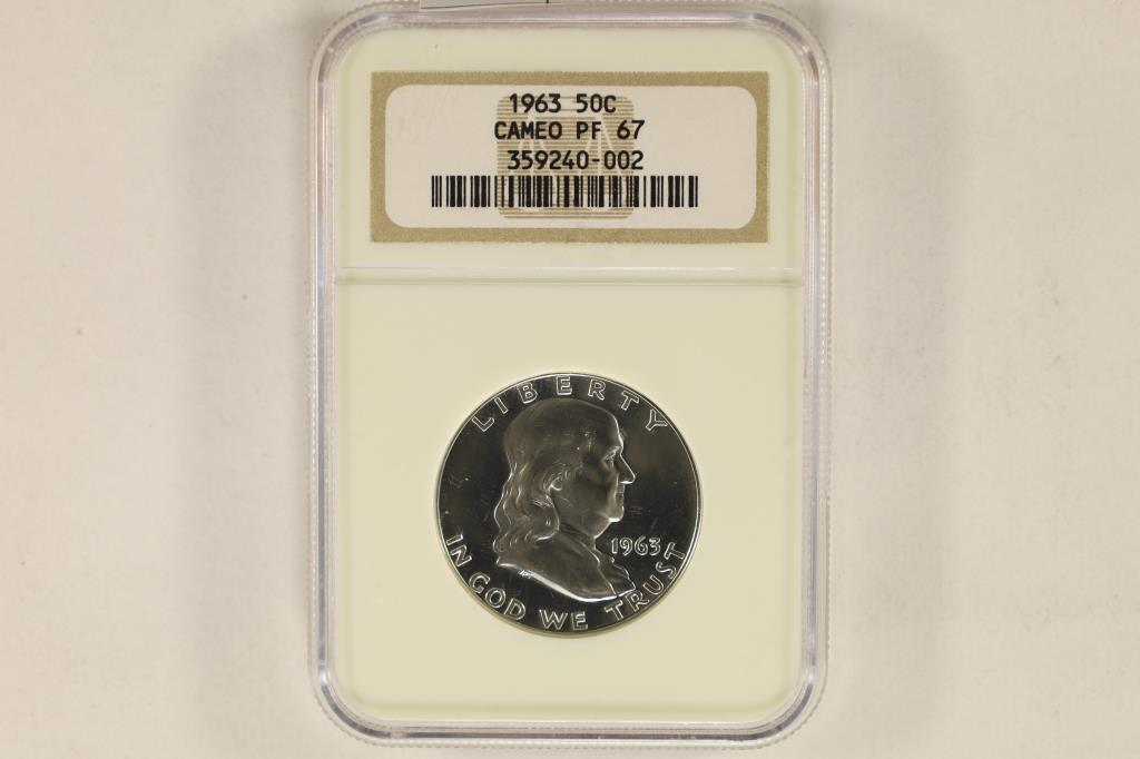 1963 FRANKLIN HALF DOLLAR NGC CAMEO PF67 (1 of 2)