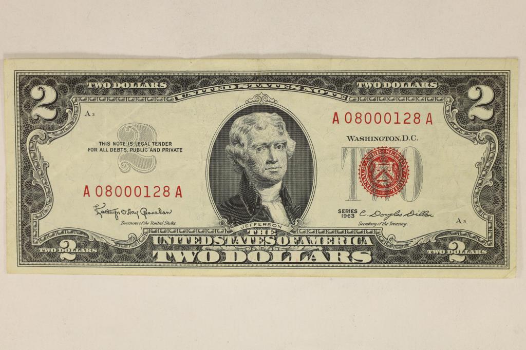 1963 US $2 RED SEAL NOTE CRISP (1 of 2)
