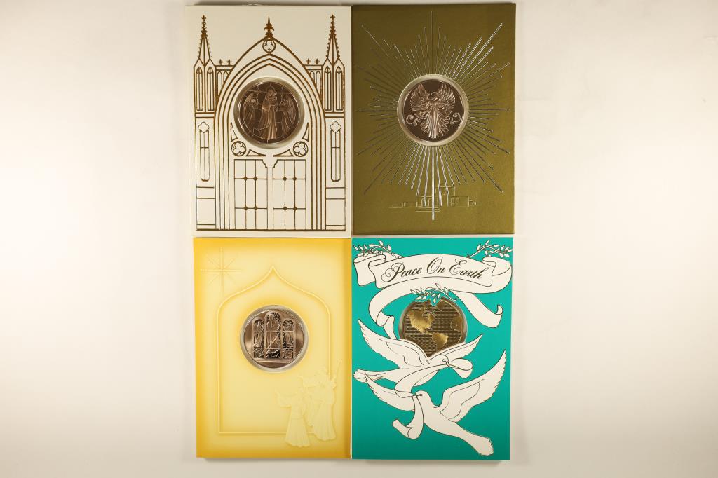 4 FRANKLIN MINT HOLIDAY CARDS WITH 1 1/2" (1 of 2)
