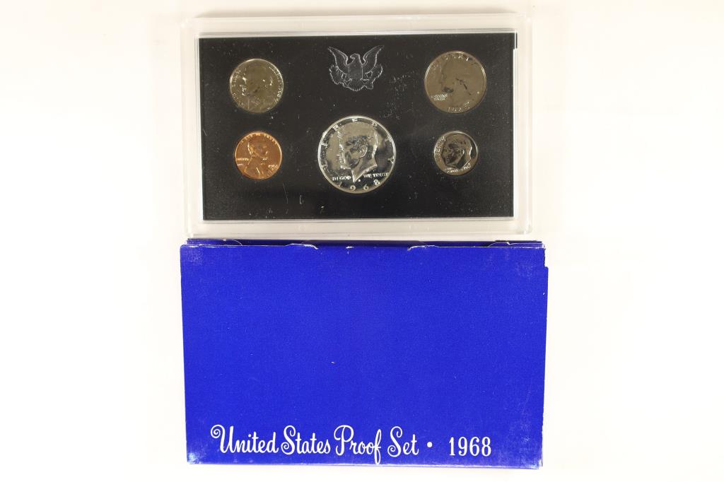 1968 US PROOF SET WITH BOX, 40% SILVER JFK HALF (1 of 2)