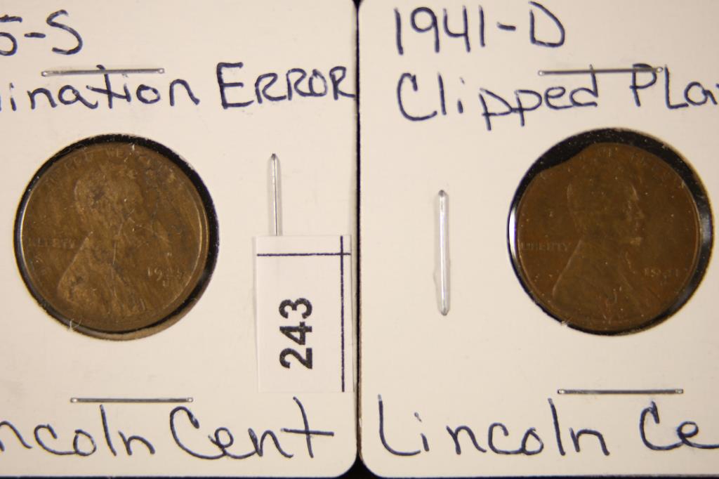 2 LINCOLN CENT ERRORS, 1925-S LAMINATION ERROR & (1 of 2)