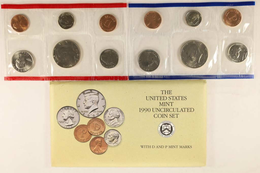 1990 US MINT SET (UNC) P/D (WITH ENVELOPE) (1 of 2)