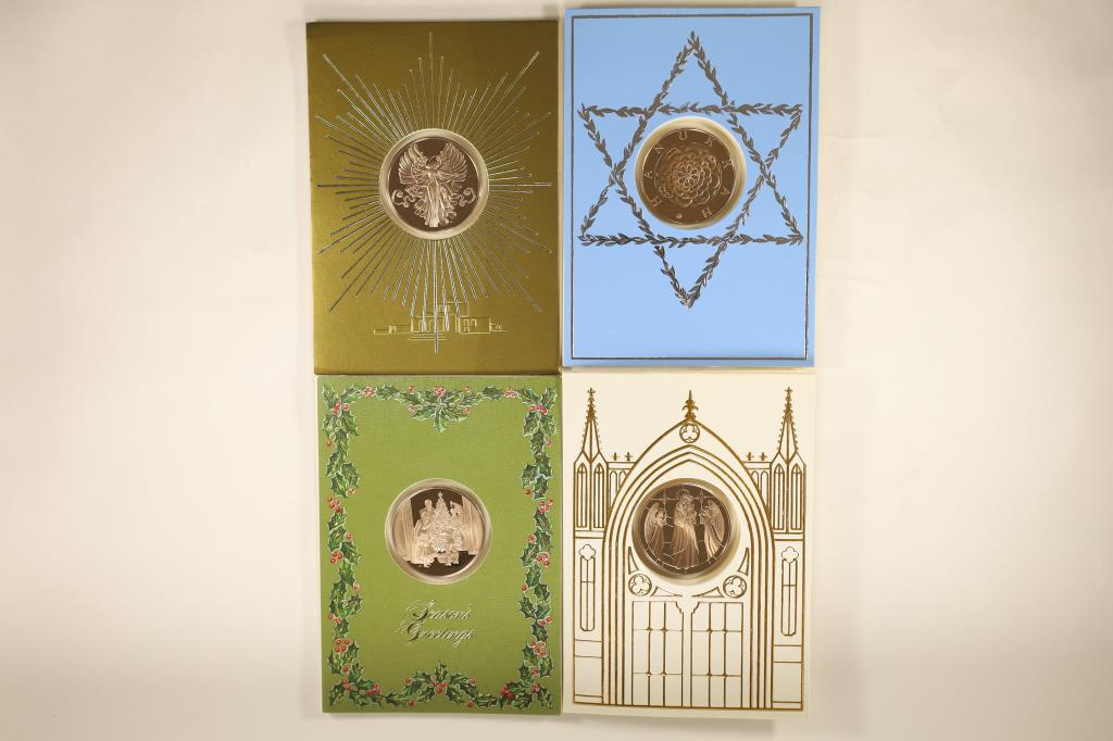 4 FRANKLIN MINT HOLIDAY CARDS WITH 1 1/2" (1 of 2)