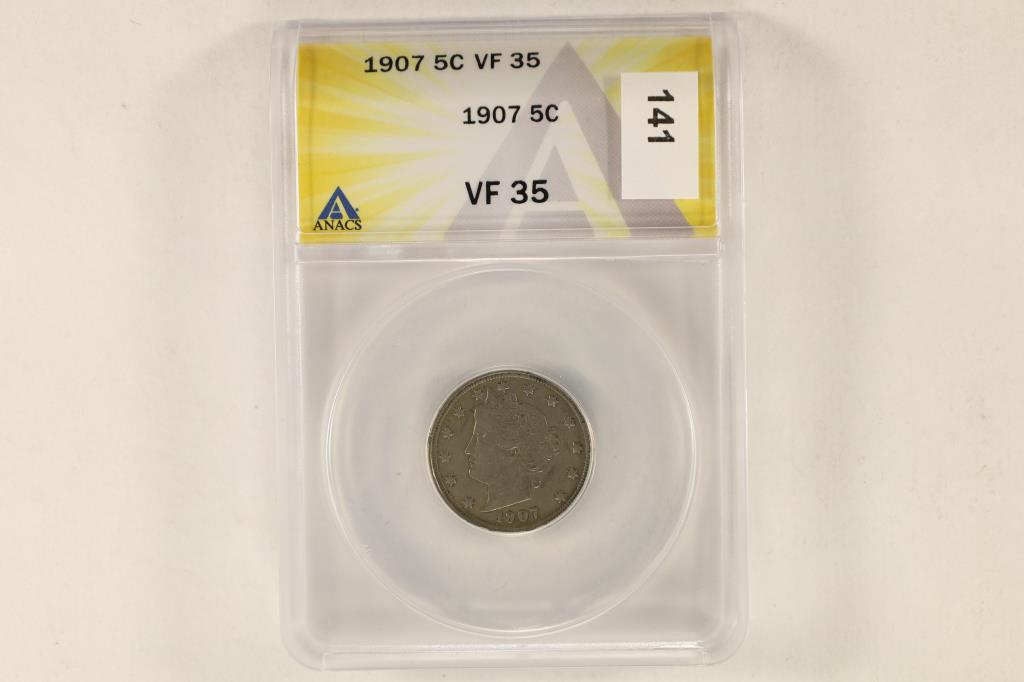 1907 LIBERTY "V" NICKEL ANACS VERY FINE 35 (1 of 2)
