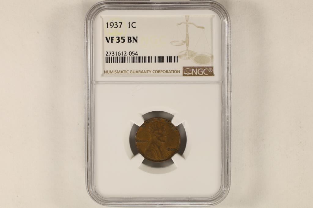 1937 LINCOLN WHEAT CENTS NGC VERY FINE 35 BN (1 of 2)