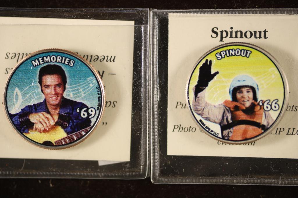 2 COLORIZED ELVIS PRESELY KENNEDY HALF DOLLARS (1 of 2)