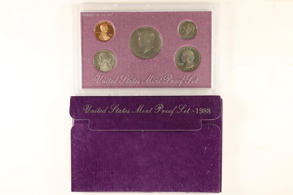 1988 US PROOF SET (WITH BOX): WATCH FOR OUR NEXT AUCTION ON MON. JAN. 2ND, 2023 AT 7 PM EST