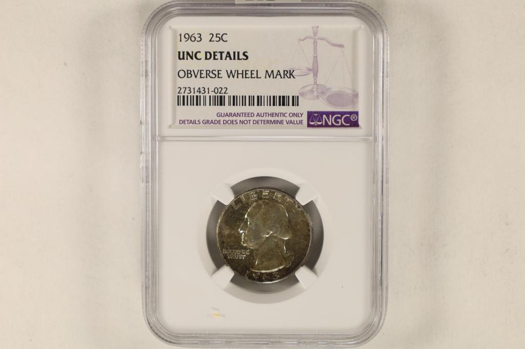 1963 WASHINGTON SILVER QUARTER NGC UNC DETAILS (1 of 2)