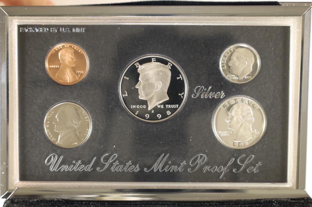1998 US SILVER PREMIER PROOF SET (WITH BOX) AND (1 of 3)