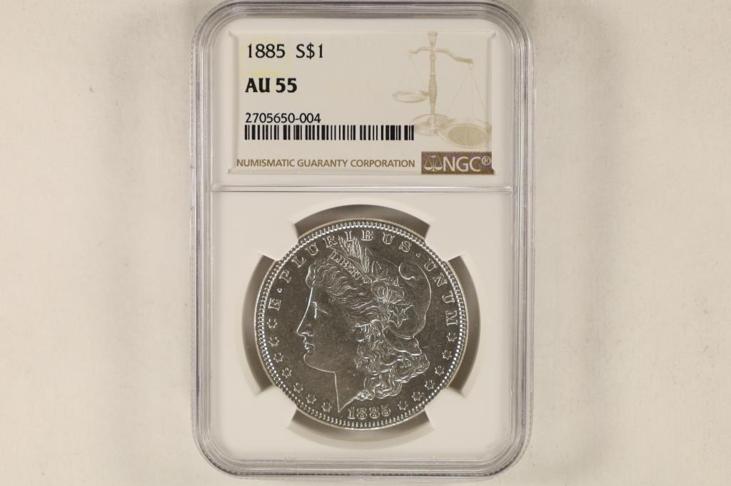 1885 MORGAN SILVER DOLLAR NGC AU55 (1 of 2)