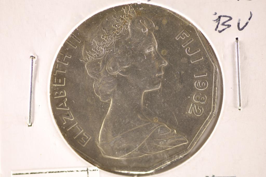 1982 FIJI 50 CENT BRILLIANT UNC COIN: WATCH FOR OUR NEXT AUCTION ON MON. JAN. 9TH, 2023 AT 7 PM EST