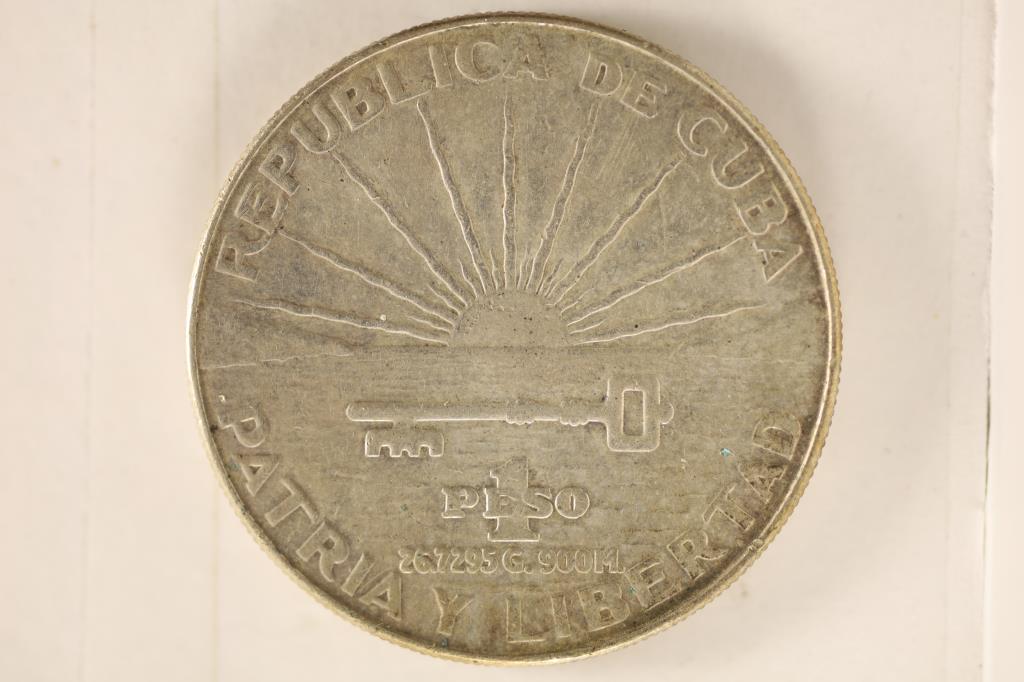 1953 CUBA SILVER 1 PESO .7734 OZ. ASW: WATCH FOR OUR NEXT AUCTION ON MON. JAN. 9TH, 2023 AT 7 PM EST