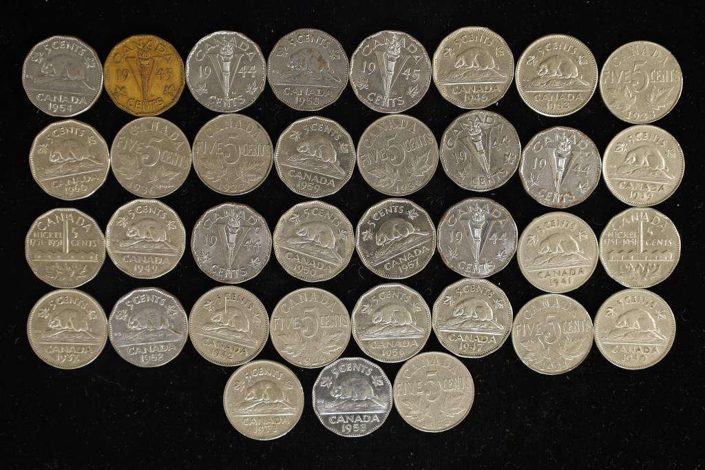 35-1924-1963 CANADA FIVE CENTS. MAY NOT CONTAIN (1 of 2)