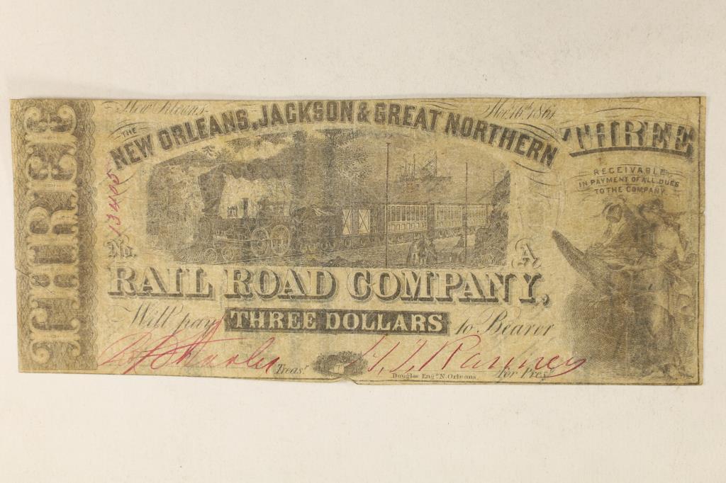 1861 NEW ORLEANS, JACKSON & GREAT NORTHERN RAIL (1 of 2)