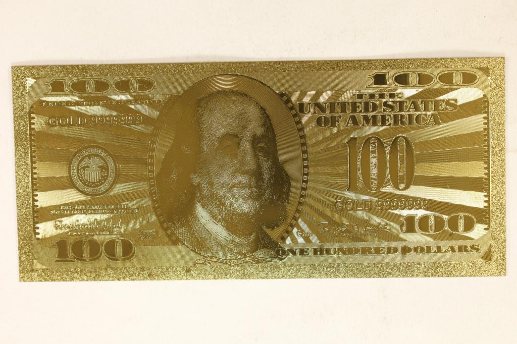 24K GOLD FOIL US $100 BILL. CRISP UNC (1 of 2)