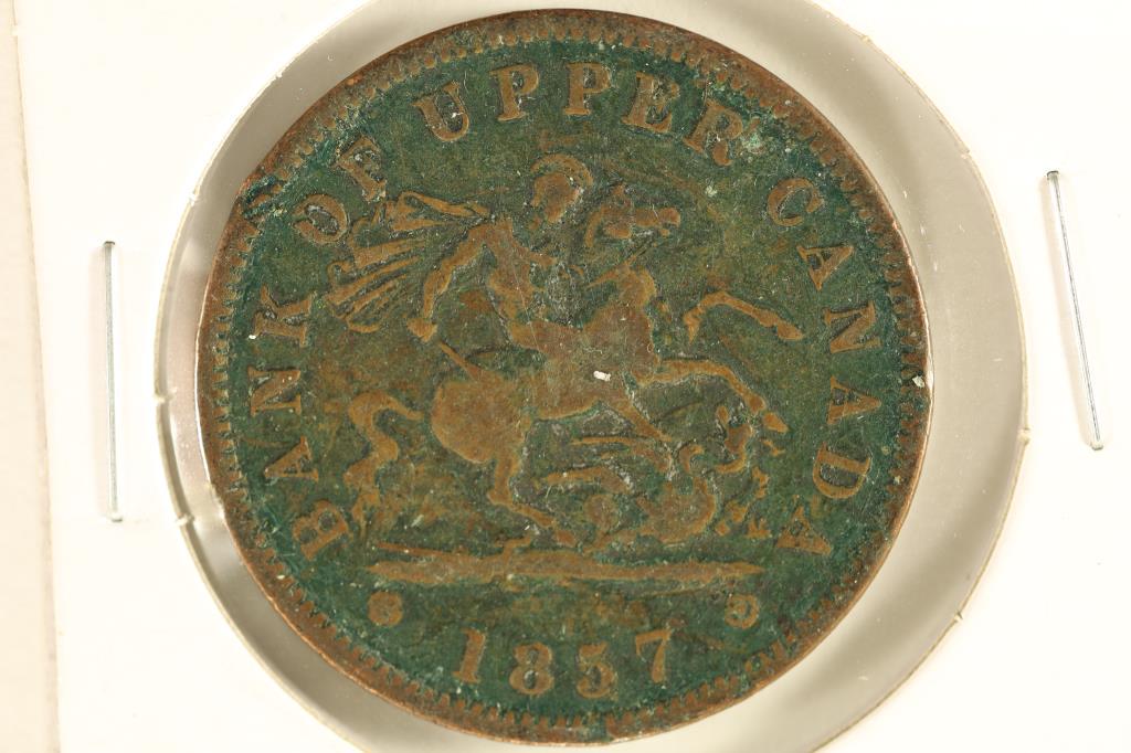 1857 BANK OF UPPER CANADA 1 PENNY BANK TOKEN (1 of 2)