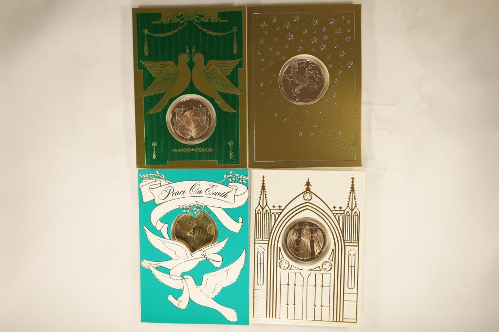 4 FRANKLIN MINT HOLIDAY CARDS WITH 1 1/2" (1 of 2)
